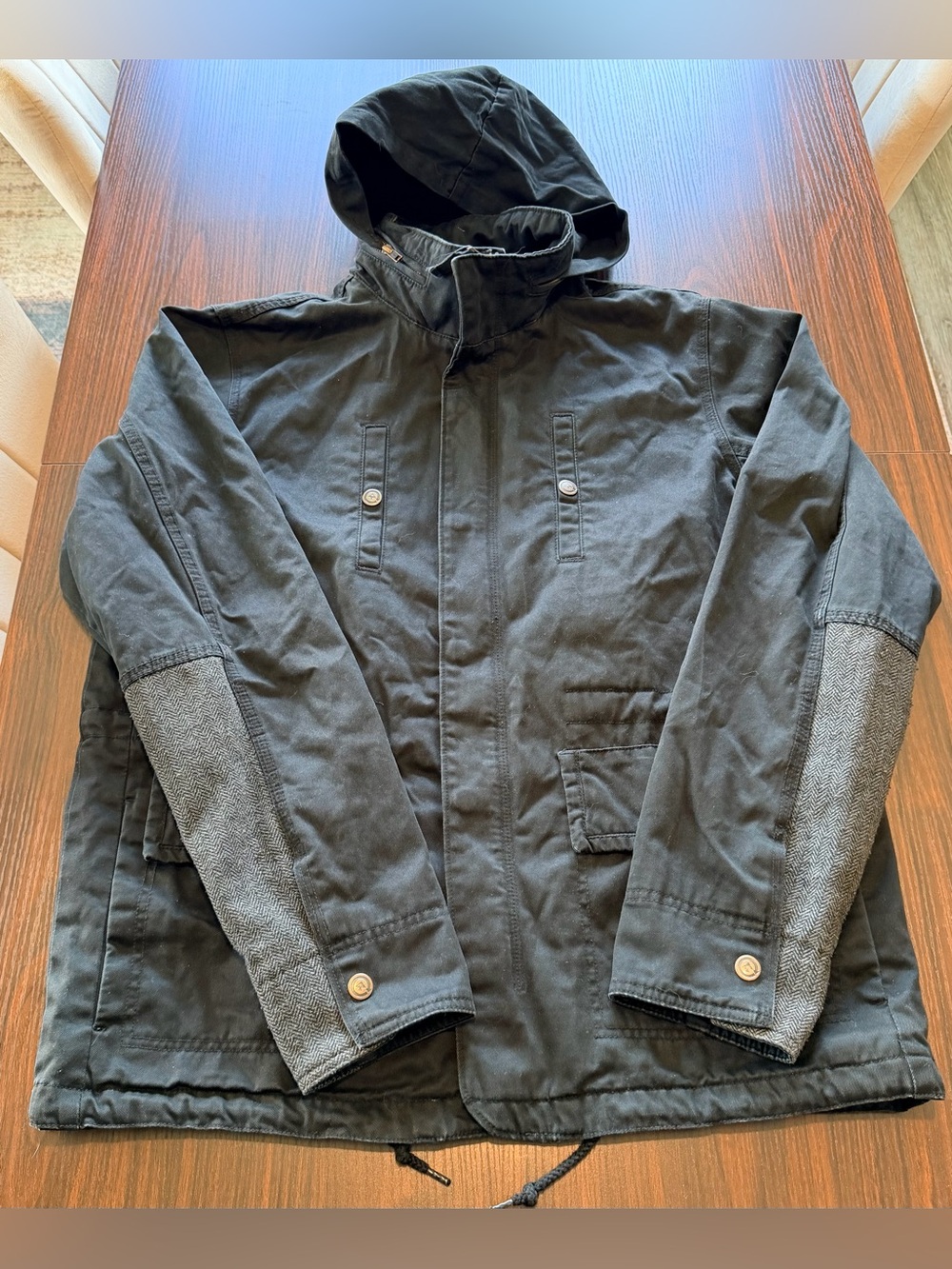 LRG Lifted Research Group Mens Y2K Canvas Field Jacket Tweed Accents Coat Size L